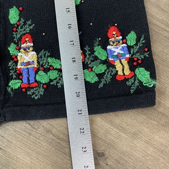 Ugly Sweater Holiday Cardigan Small Womens Black Embroidered -Vintage BP Design - Picture 6 of 8